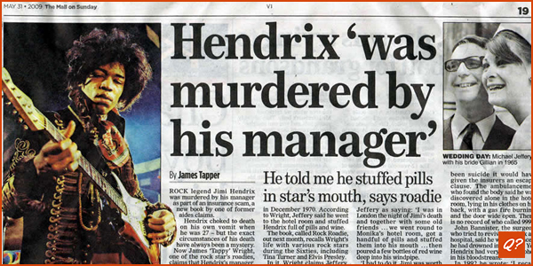 Krant moord Jimi Hendrix